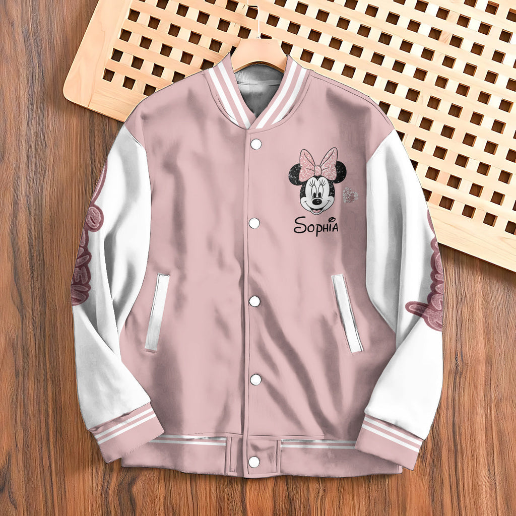 Personalized Minnie Mouse Varsity Jacket Custom Name Gift for Kids Varsity Jacket GradoCreations
