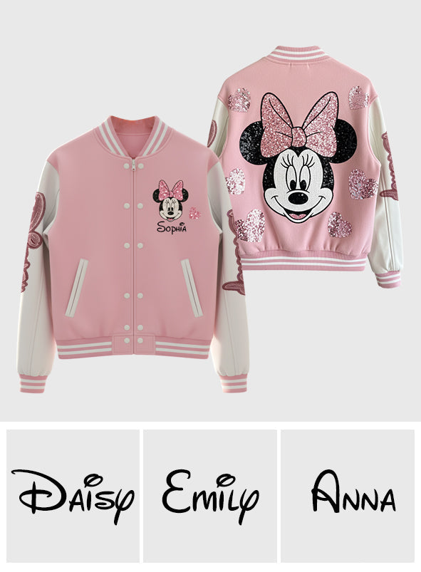 Personalized Minnie Mouse Varsity Jacket Custom Name Gift for Kids Varsity Jacket GradoCreations