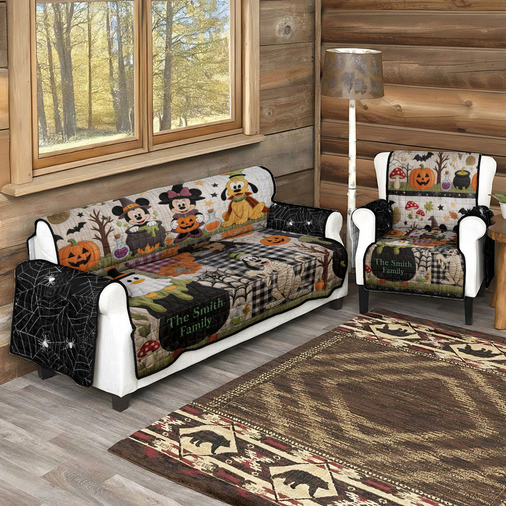 Personalized Halloween Quilted Sofa Cover Family Gift | Cozy Home Decor Quited Sofa Cover GradoCreations