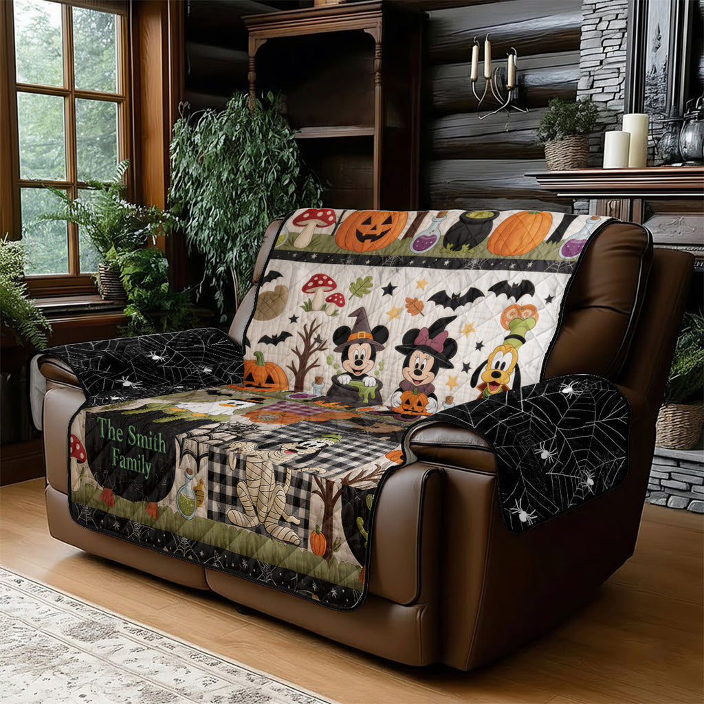 Personalized Halloween Mouse Quilted Sofa Cover with Family Name Quilted Sofa/Couch Cover GradoCreations