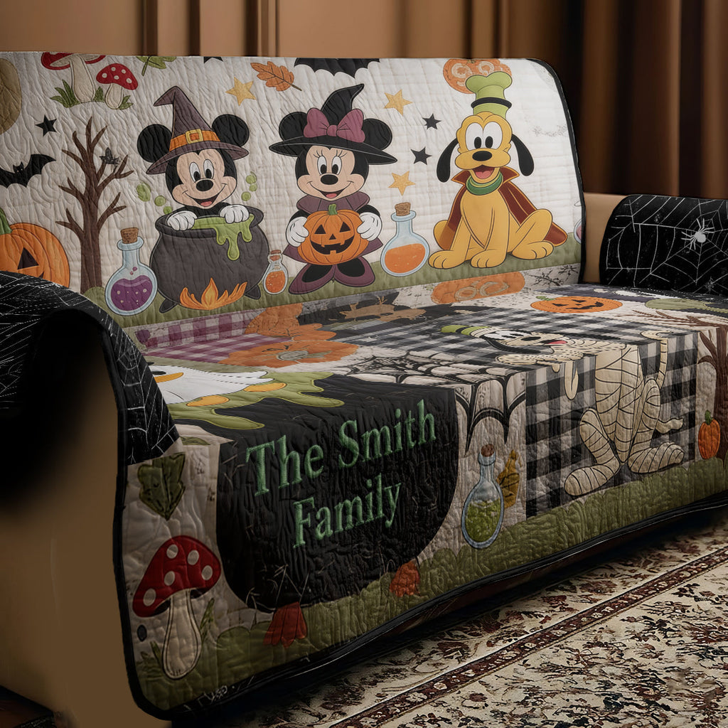 Personalized Halloween Quilted Sofa Cover Family Gift | Cozy Home Decor Quited Sofa Cover GradoCreations