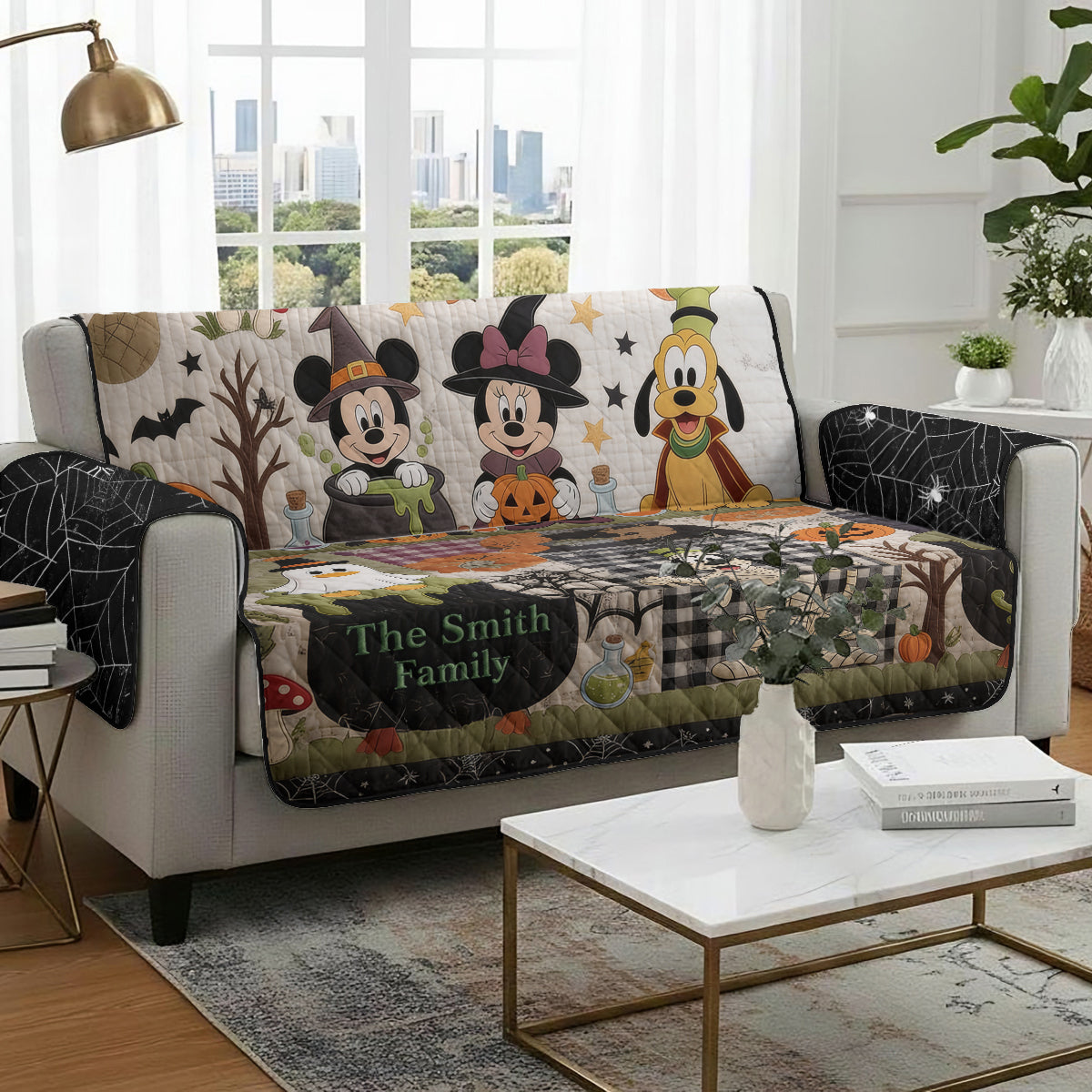 Personalized Halloween Mouse Quilted Sofa Cover with Family Name Quilted Sofa/Couch Cover GradoCreations