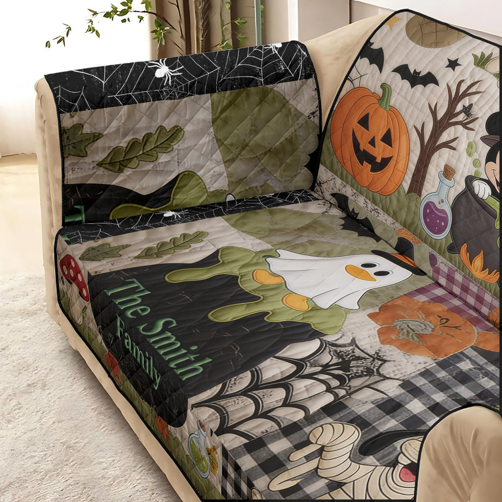 Personalized Halloween Mouse Quilted Sofa Cover with Family Name Quilted Sofa/Couch Cover GradoCreations
