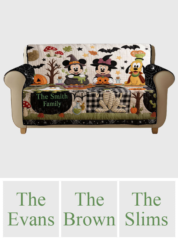 Personalized Halloween Mouse Quilted Sofa Cover with Family Name Quilted Sofa/Couch Cover GradoCreations