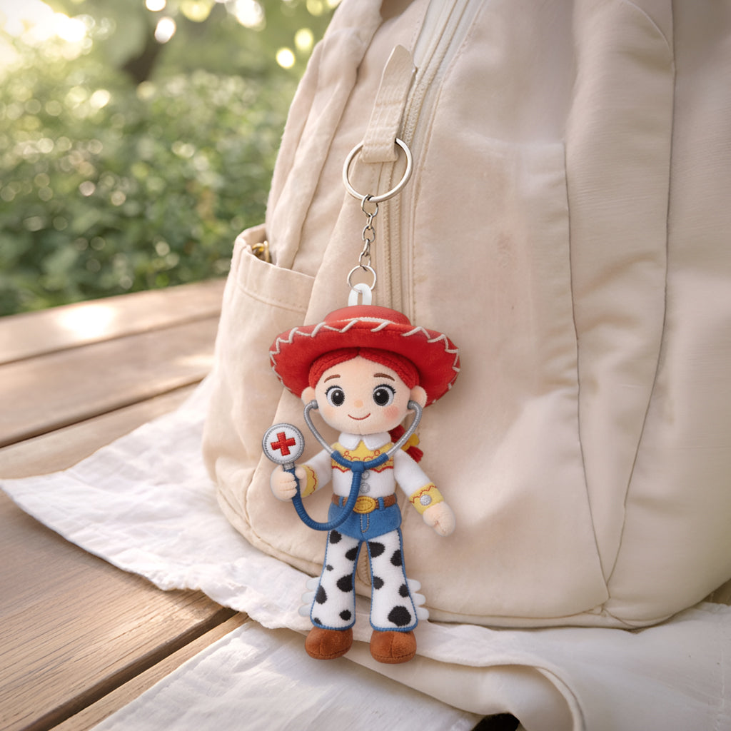 Personalized Nurse Leather Tote Bag with Plush Keychain Gift Leather Bag With Plush Charm GradoCreations