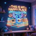 Personalized Neon LED Light Sign Cartoon Alien Book Lover Neon LED Light Sign GradoCreations