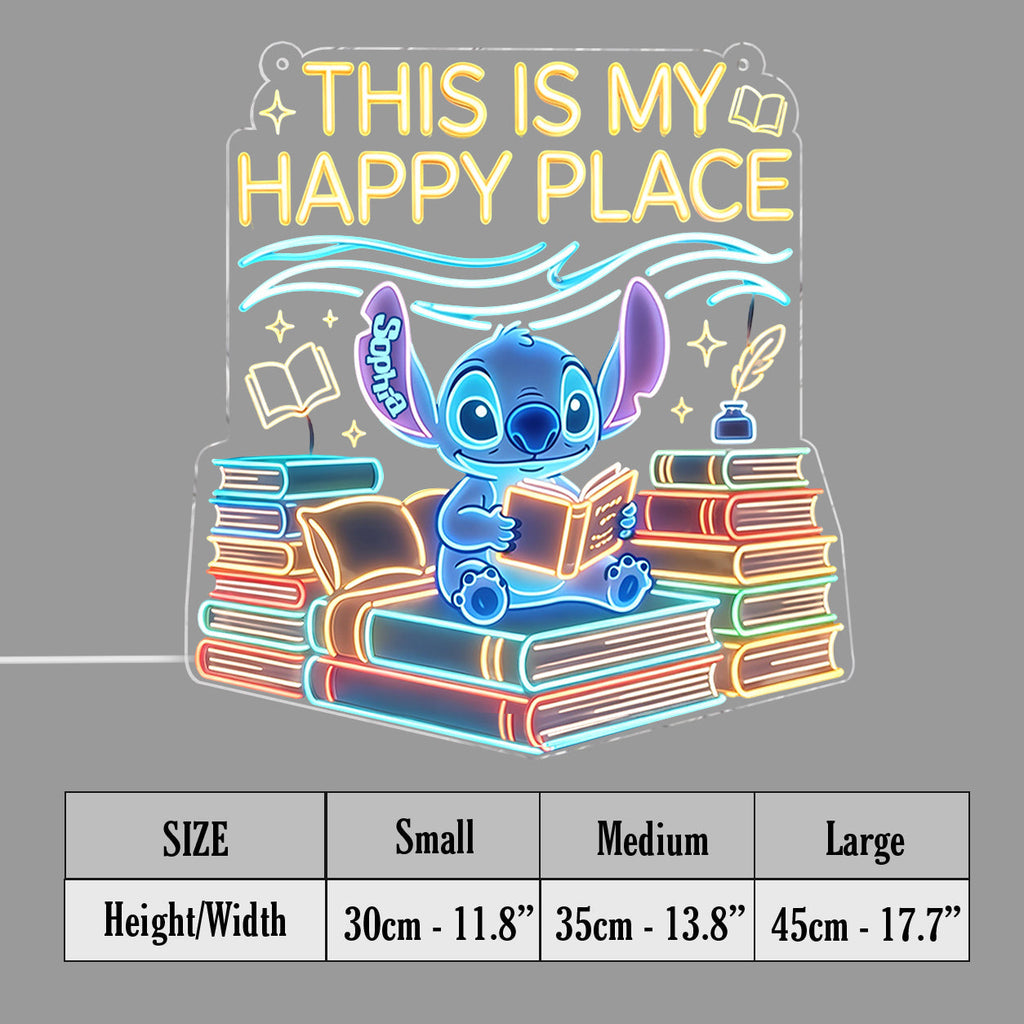 Personalized Neon LED Light Sign Cartoon Alien Book Lover Neon LED Light Sign GradoCreations