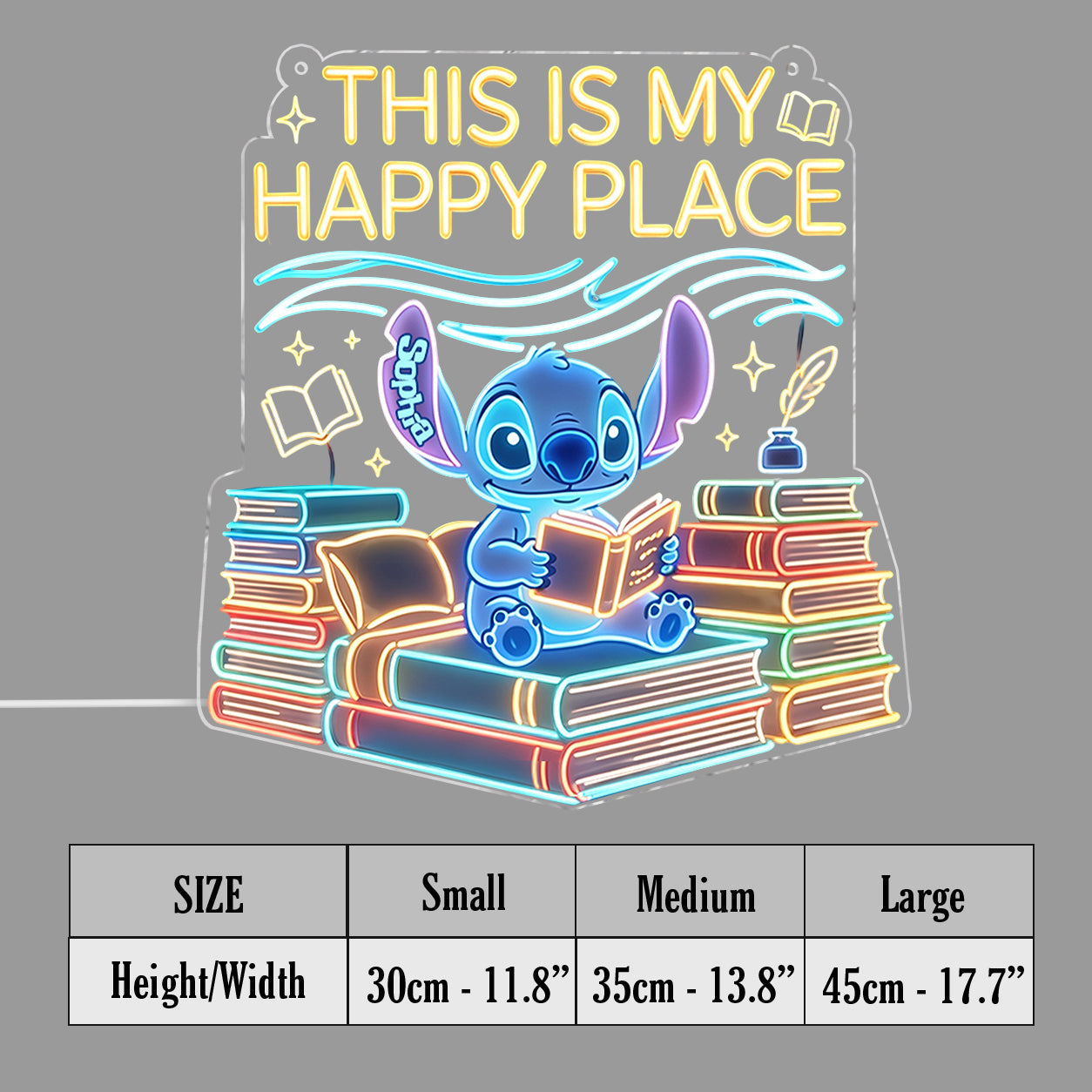 Personalized Neon LED Light Sign Cartoon Alien Book Lover Neon LED Light Sign GradoCreations