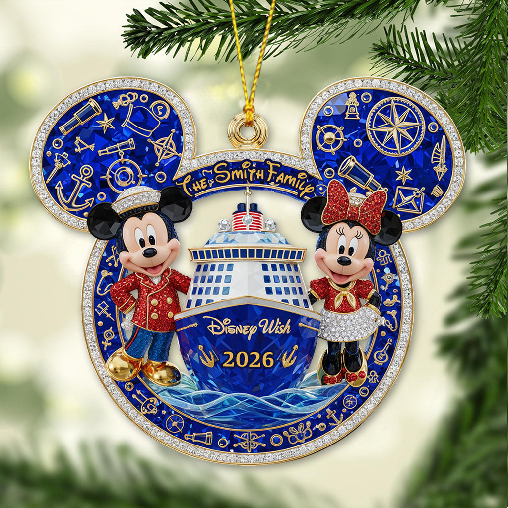 Personalized Mickey Mouse Cruise Ornament Custom Family Name Gift Ornament GradoCreations