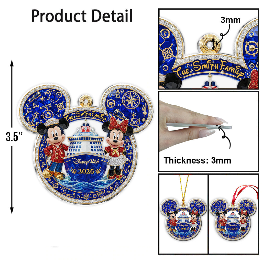 Personalized Mickey Mouse Cruise Ornament Custom Family Name Gift Ornament GradoCreations