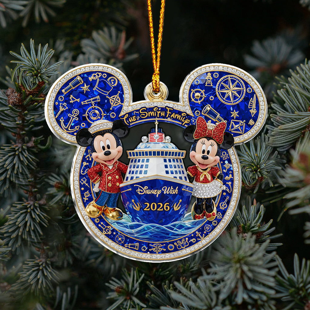 Personalized Mickey Mouse Cruise Ornament Custom Family Name Gift Ornament GradoCreations