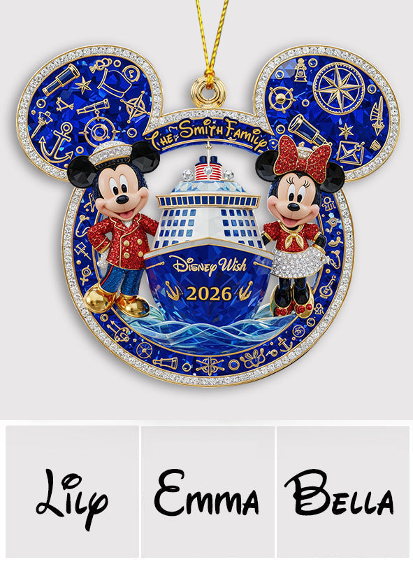 Personalized Mickey Mouse Cruise Ornament Custom Family Name Gift Ornament GradoCreations
