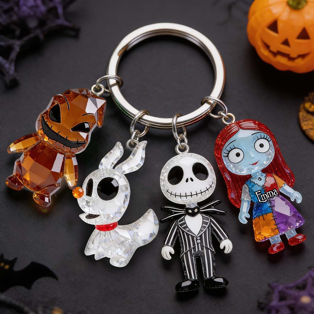 Personalized Halloween Keychain with Charms for Spooky Vibes Premium Keychain With Charms GradoCreations
