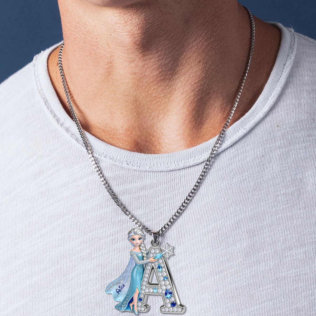 Personalized Princess Shaped Pendant Necklace Custom Initial Gift Shaped Metal Pendant Necklace GradoCreations