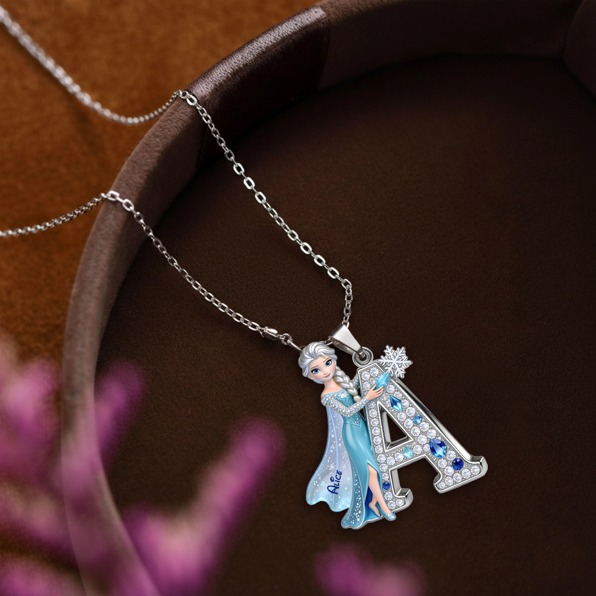 Personalized Princess Shaped Pendant Necklace Custom Initial Gift Shaped Metal Pendant Necklace GradoCreations