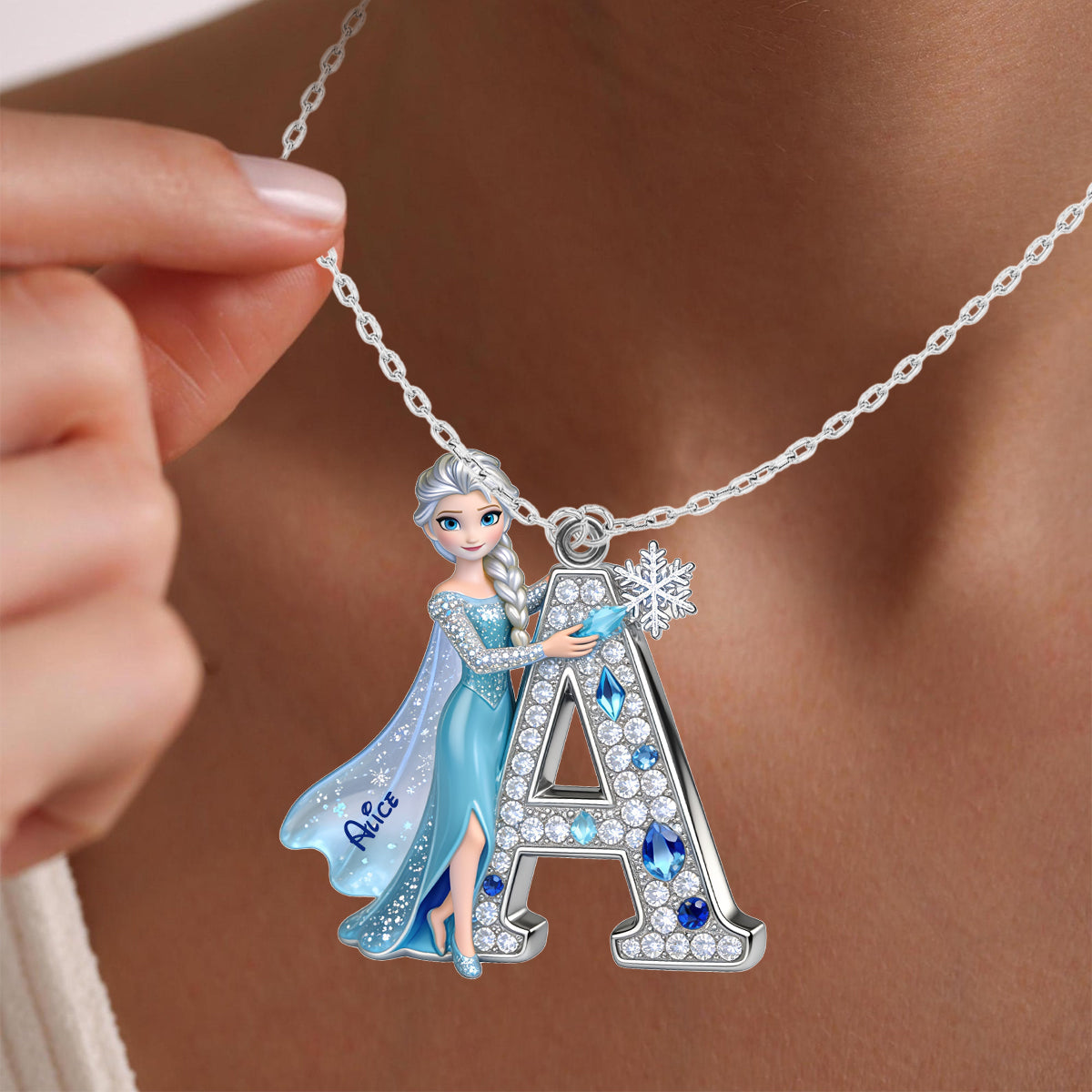 Personalized Princess Shaped Pendant Necklace Custom Initial Gift Shaped Metal Pendant Necklace GradoCreations