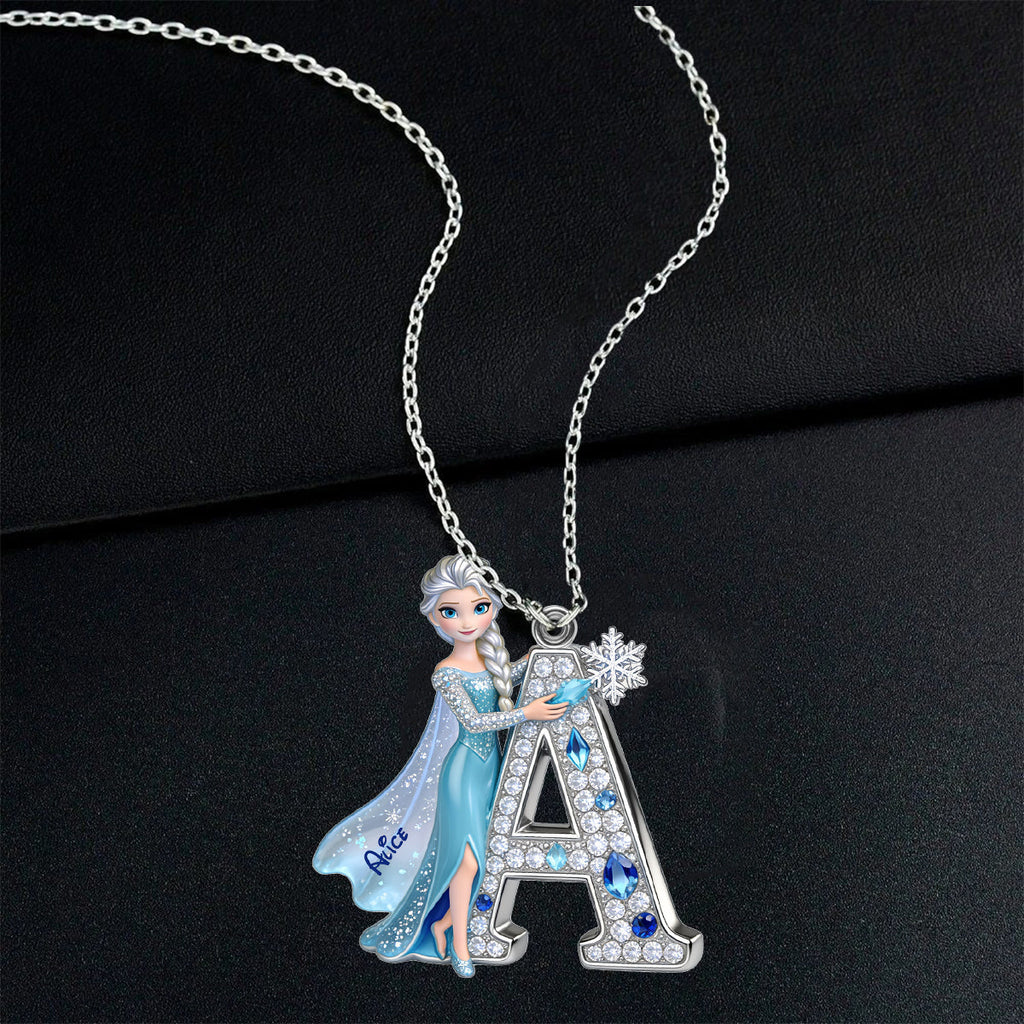 Personalized Princess Shaped Pendant Necklace Custom Initial Gift Shaped Metal Pendant Necklace GradoCreations