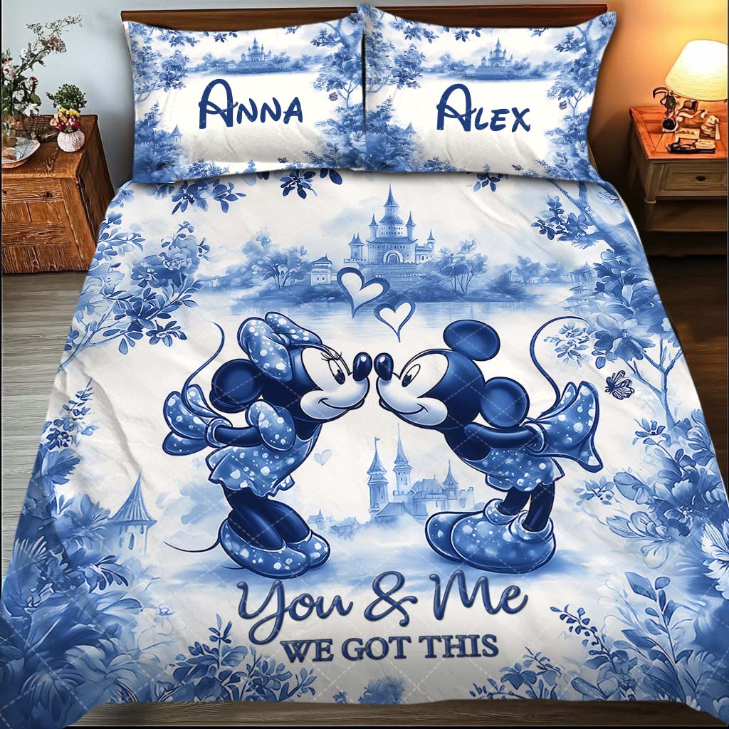 Personalized Mouse Quilt Set with Custom Names for Couples Quilt Set GradoCreations