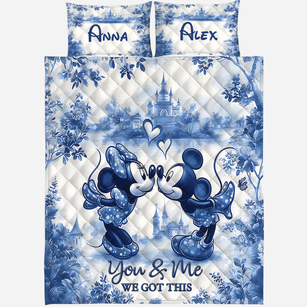 Personalized Mouse Quilt Set with Custom Names for Couples Quilt Set GradoCreations