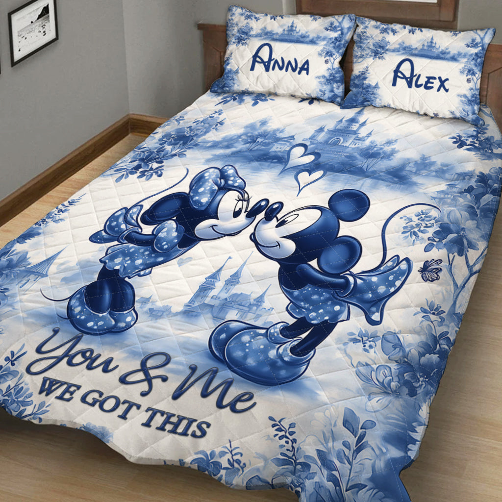 Personalized Mouse Quilt Set with Custom Names for Couples Quilt Set GradoCreations