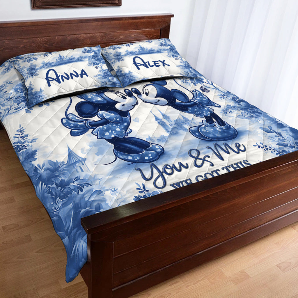 Personalized Mouse Quilt Set with Custom Names for Couples Quilt Set GradoCreations