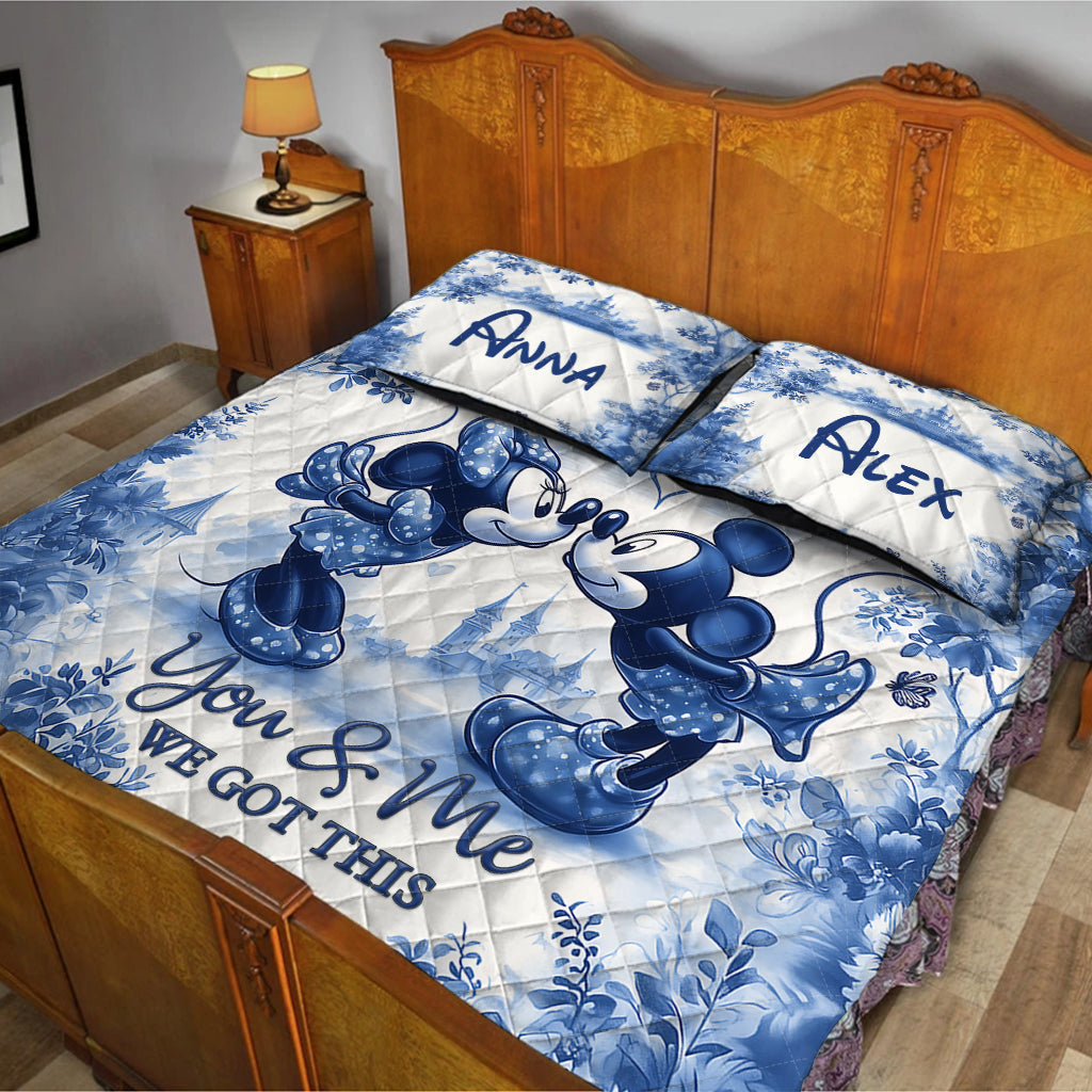 Personalized Mouse Quilt Set with Custom Names for Couples Quilt Set GradoCreations