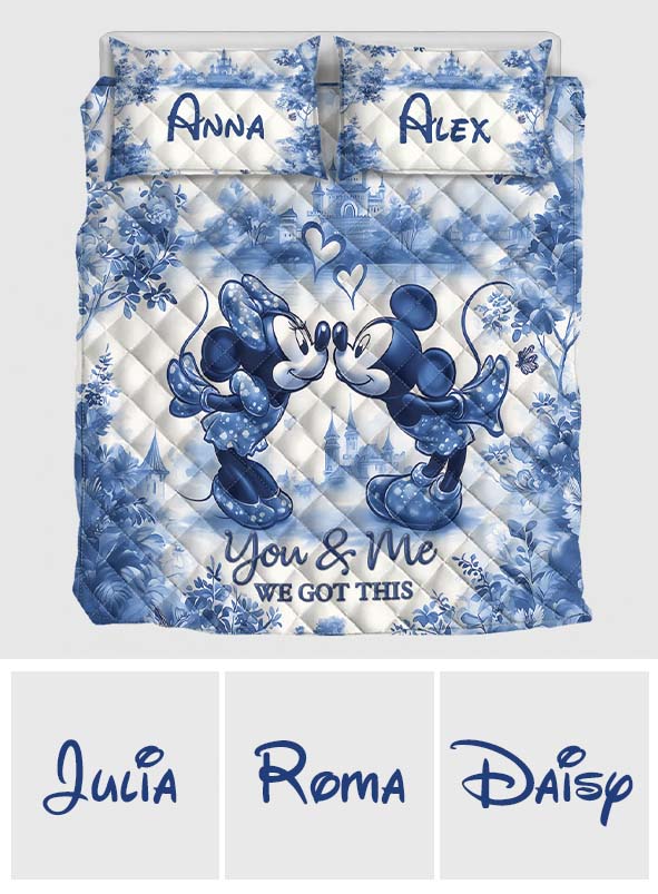 Personalized Mouse Quilt Set with Custom Names for Couples Quilt Set GradoCreations