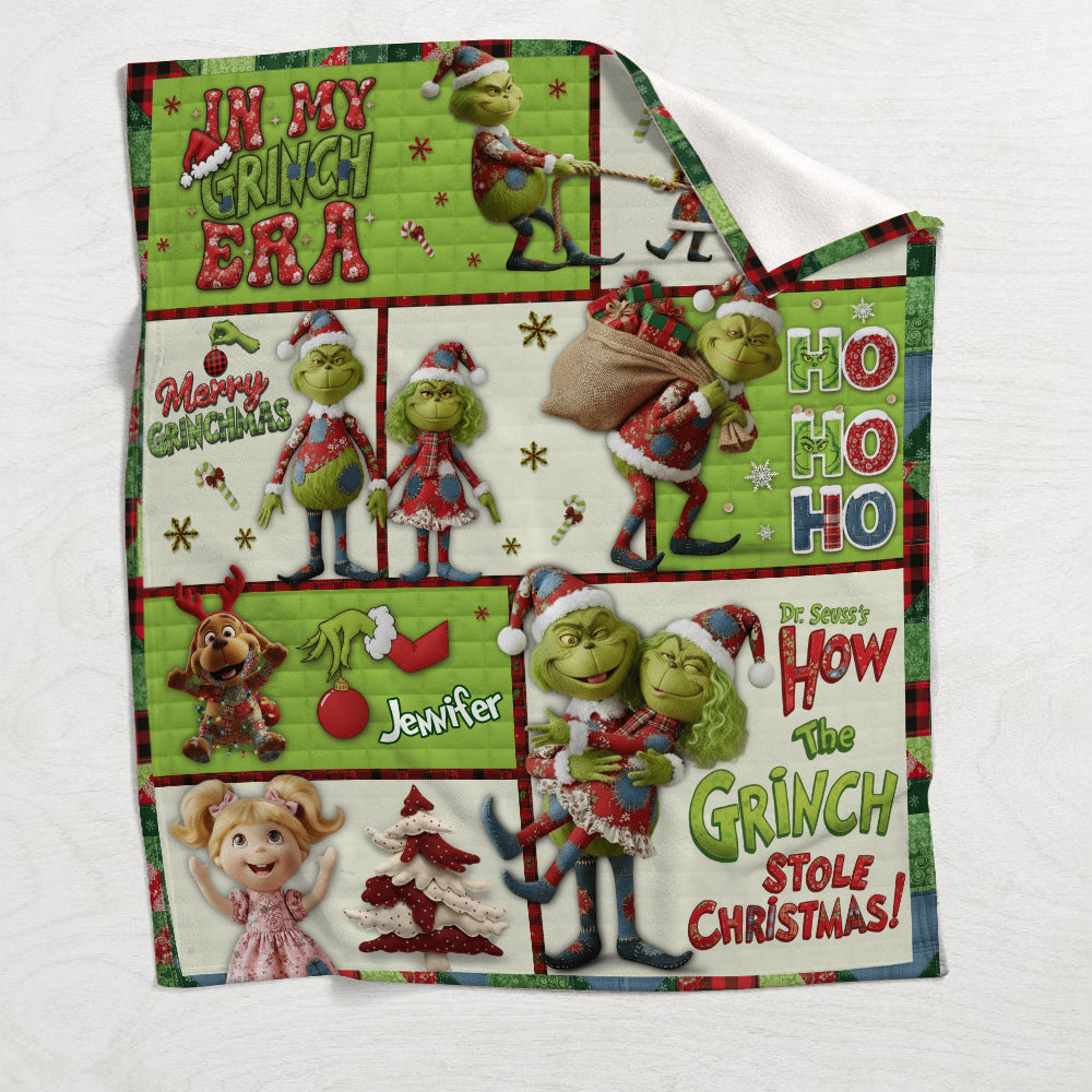 Personalized Grinch Movie Blanket Custom Name Gift for Christmas Blanket GradoCreations
