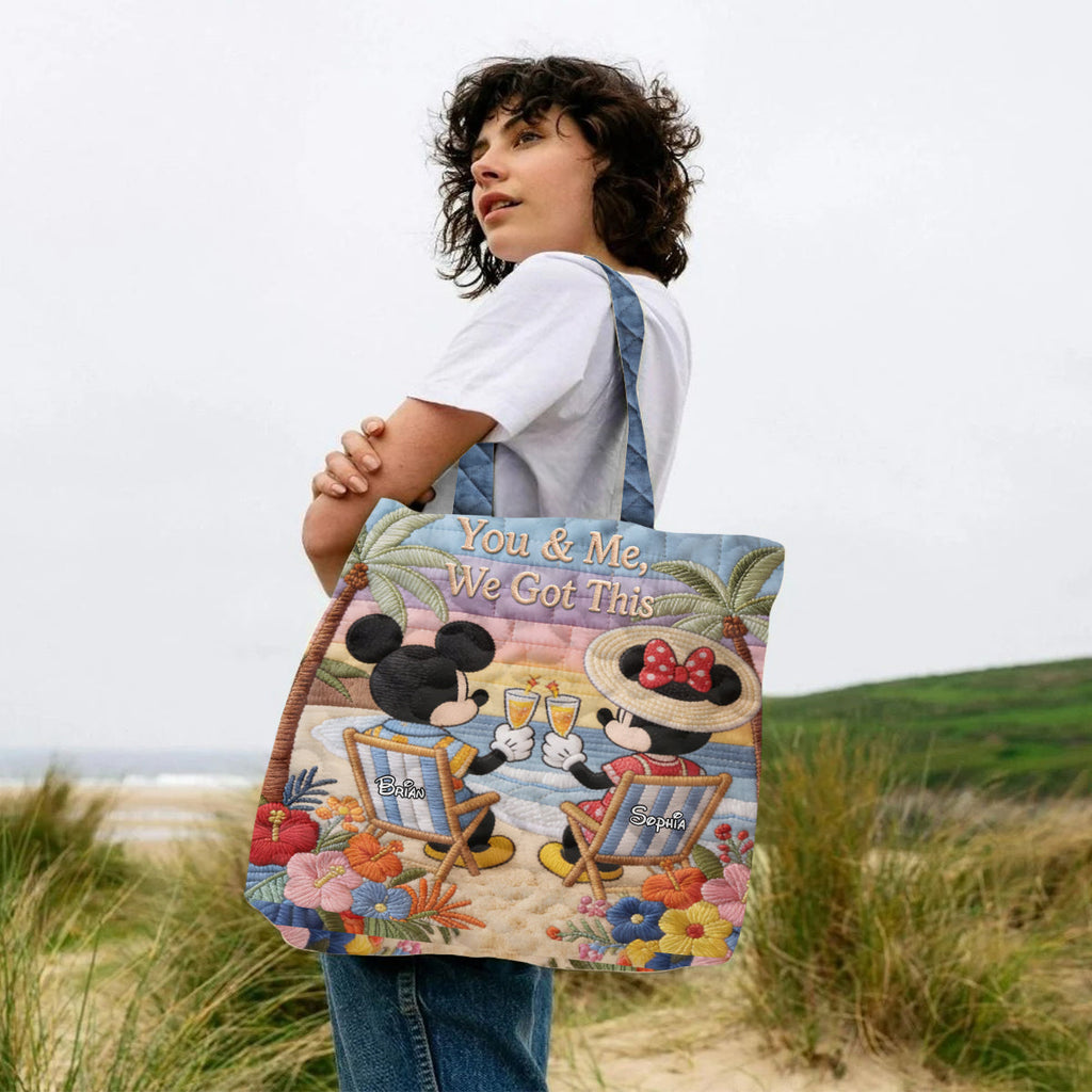 Personalized Quilted Tote Bag Mickey Mouse Beach Gift Quilted Tote Bag GradoCreations