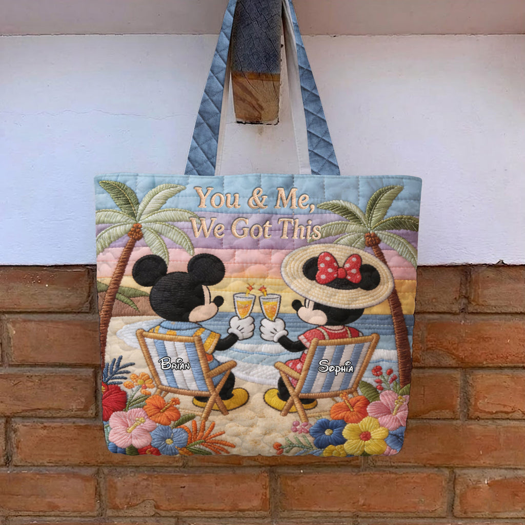 Personalized Quilted Tote Bag Mickey Mouse Beach Gift Quilted Tote Bag GradoCreations