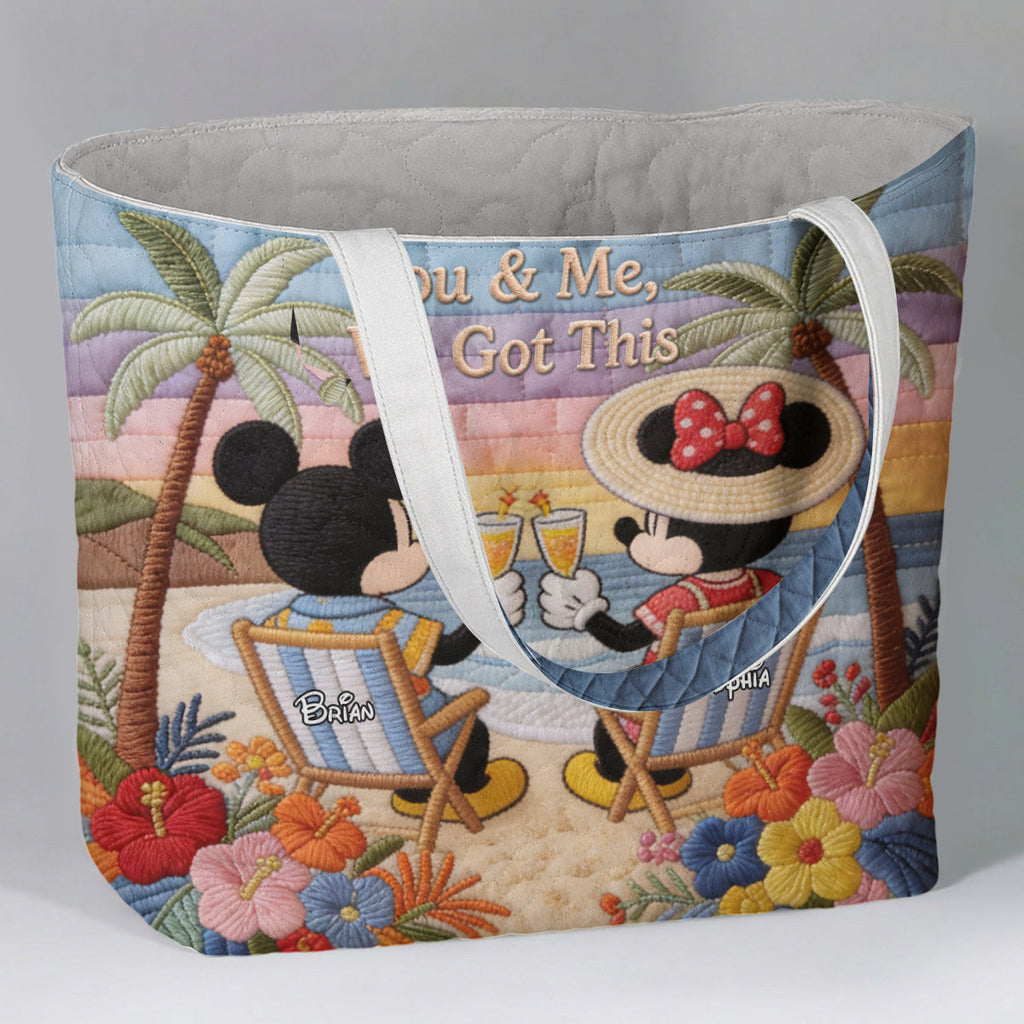Personalized Quilted Tote Bag Mickey Mouse Beach Gift Quilted Tote Bag GradoCreations