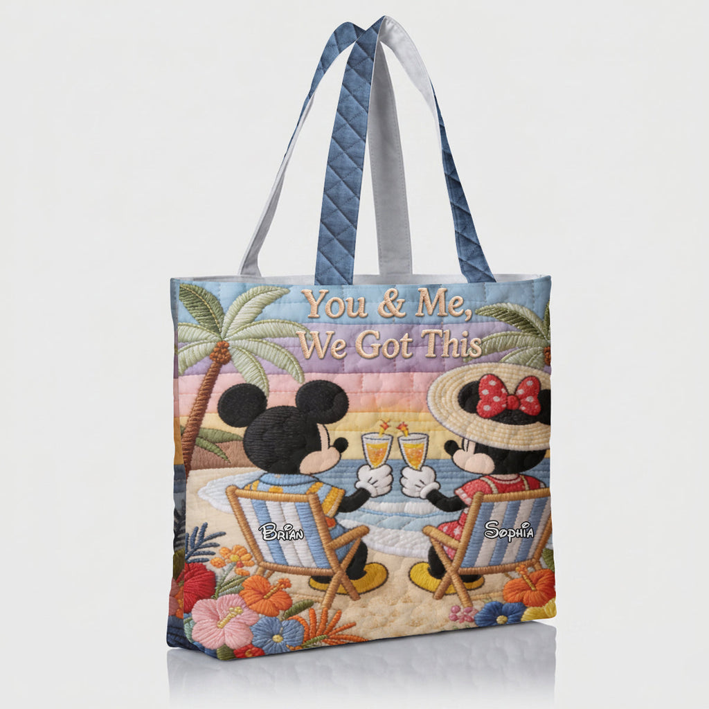 Personalized Quilted Tote Bag Mickey Mouse Beach Gift Quilted Tote Bag GradoCreations