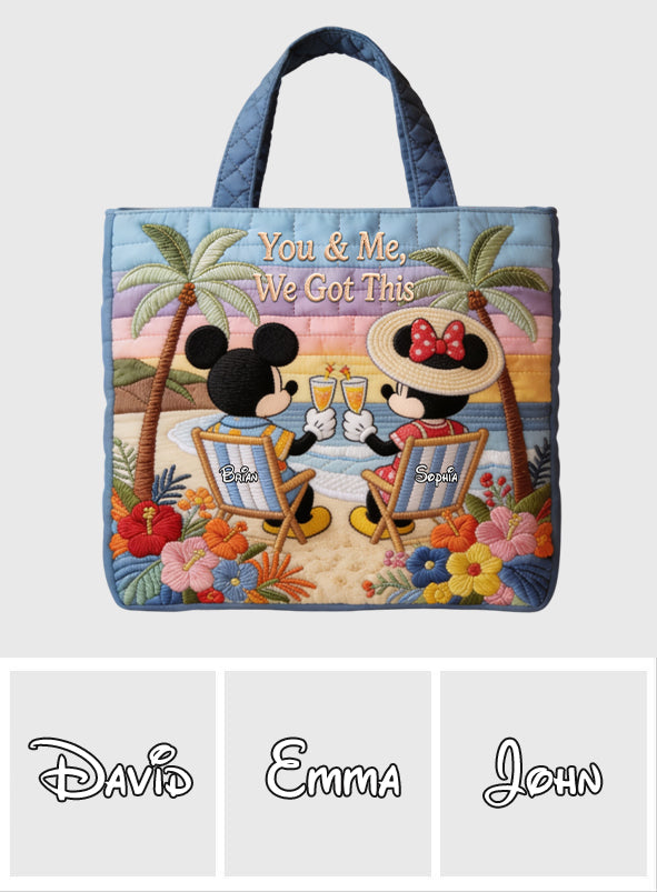 Personalized Quilted Tote Bag Mickey Mouse Beach Gift Quilted Tote Bag GradoCreations
