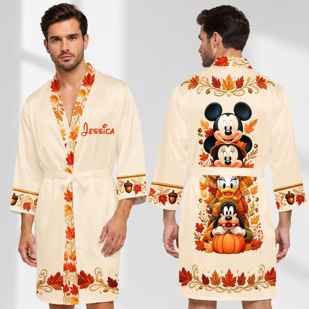 Personalized Fall Satin Robe Custom Name Gift for Women Satin Robe GradoCreations