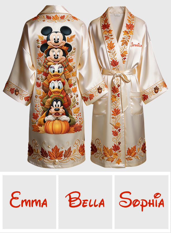 Personalized Fall Satin Robe Custom Name Gift for Women Satin Robe GradoCreations