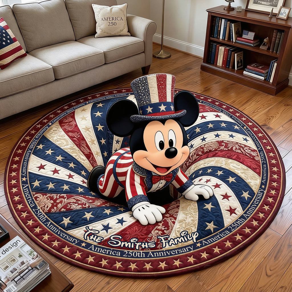 Personalized America 250th Anniversary Mouse Non-Slip Rug for Family Non-Slip Tufted Rug GradoCreations