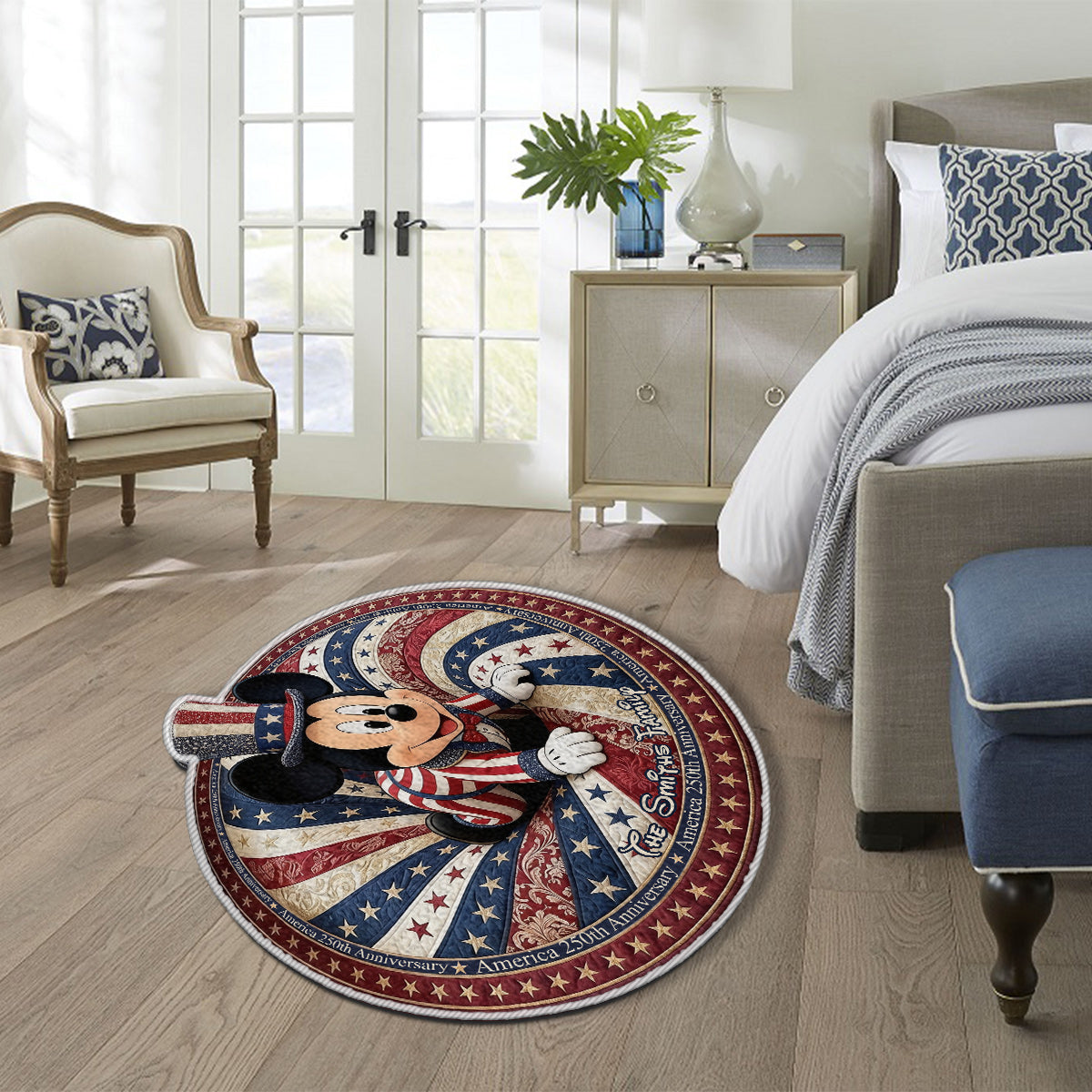 Personalized America 250th Anniversary Mouse Non-Slip Rug for Family Non-Slip Tufted Rug GradoCreations