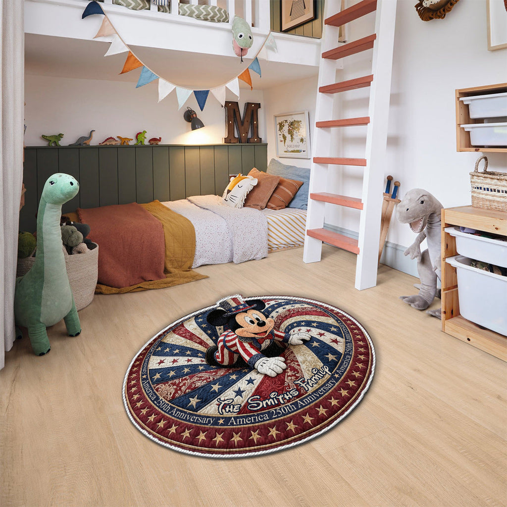 Personalized America 250th Anniversary Mouse Non-Slip Rug for Family Non-Slip Tufted Rug GradoCreations