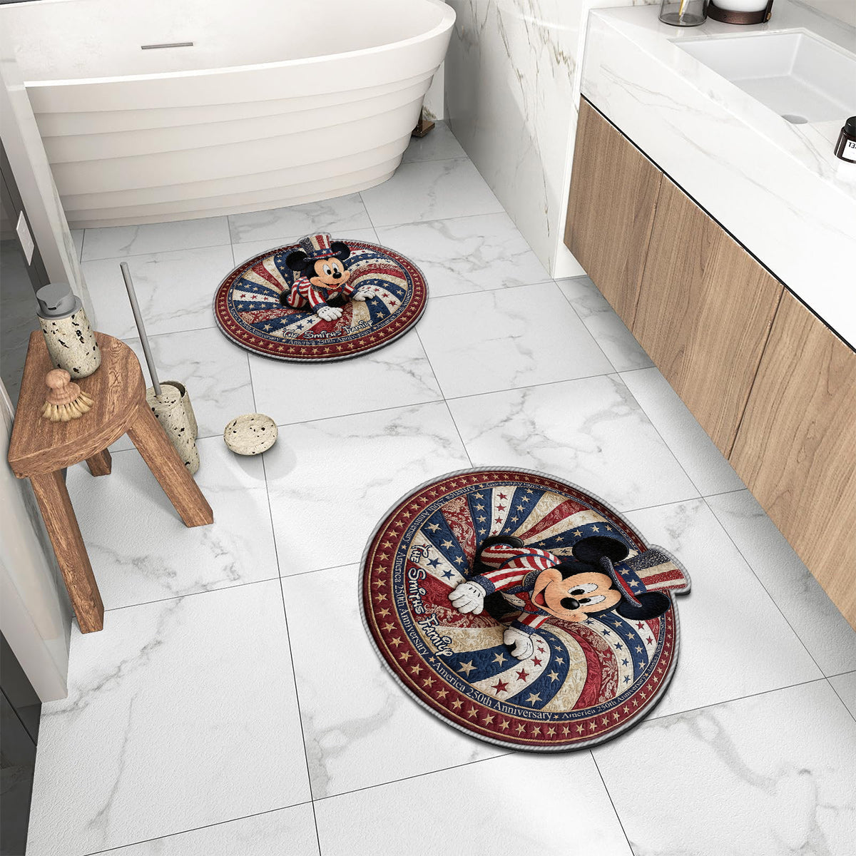 Personalized America 250th Anniversary Mouse Non-Slip Rug for Family Non-Slip Tufted Rug GradoCreations