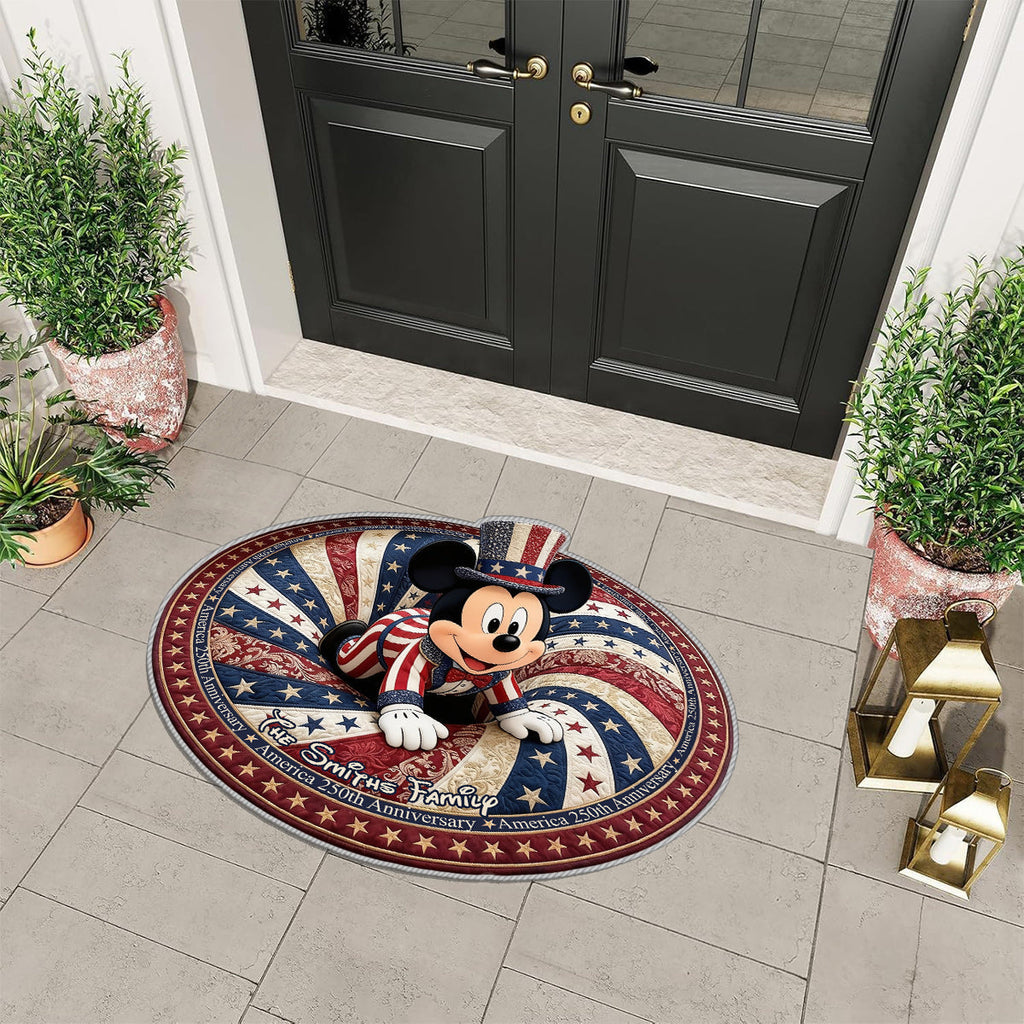 Personalized America 250th Anniversary Mouse Non-Slip Rug for Family Non-Slip Tufted Rug GradoCreations