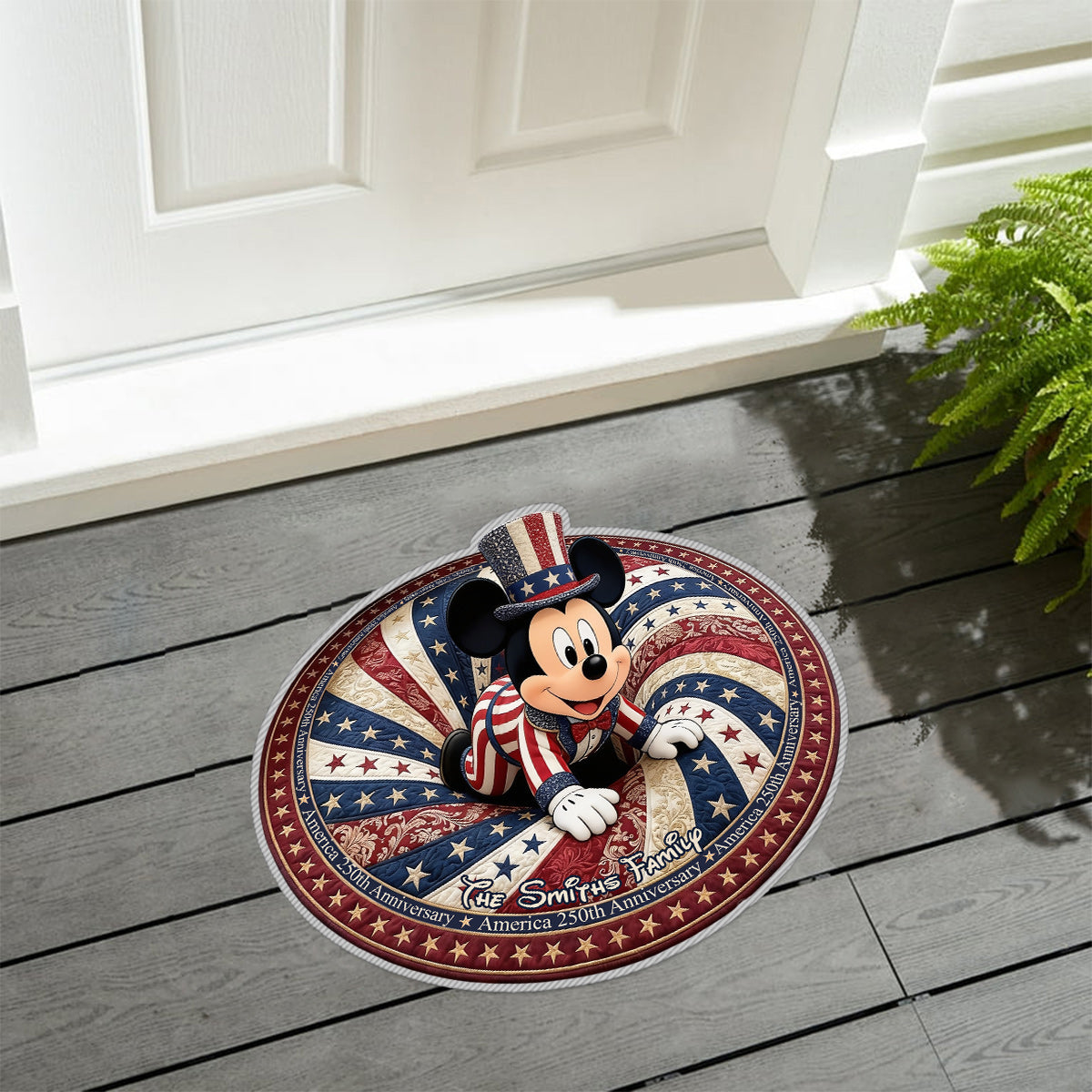 Personalized America 250th Anniversary Mouse Non-Slip Rug for Family Non-Slip Tufted Rug GradoCreations