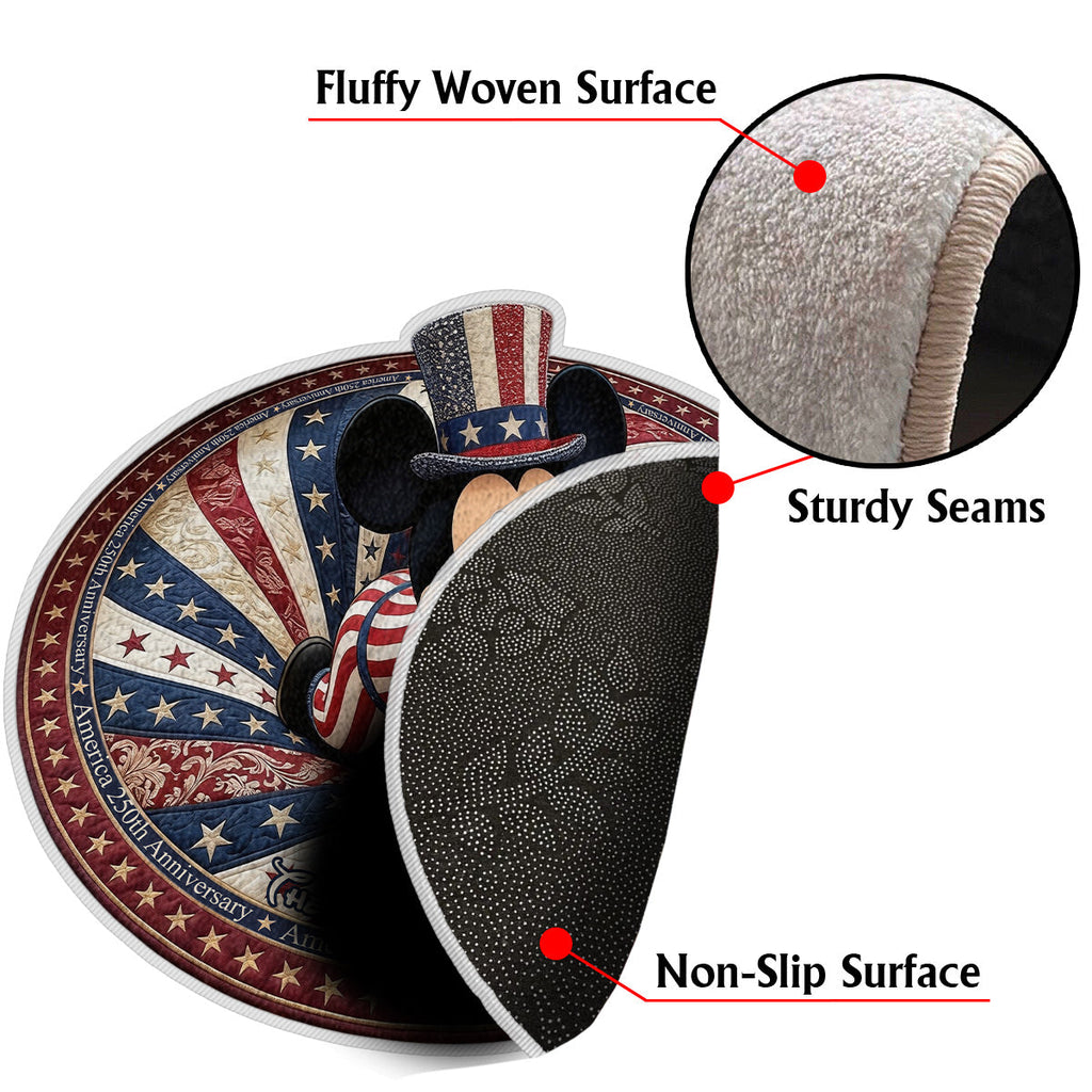 Personalized America 250th Anniversary Mouse Non-Slip Rug for Family Non-Slip Tufted Rug GradoCreations