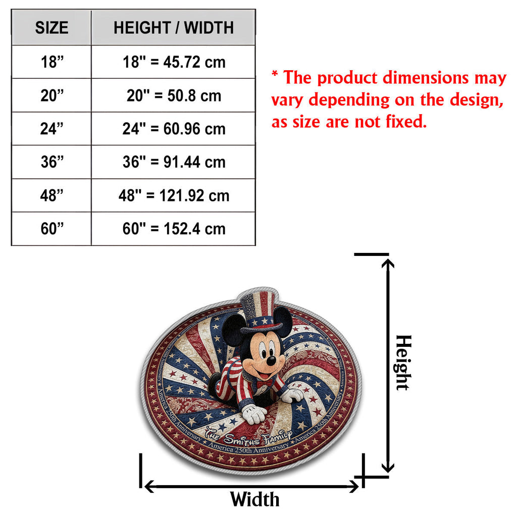 Personalized America 250th Anniversary Mouse Non-Slip Rug for Family Non-Slip Tufted Rug GradoCreations