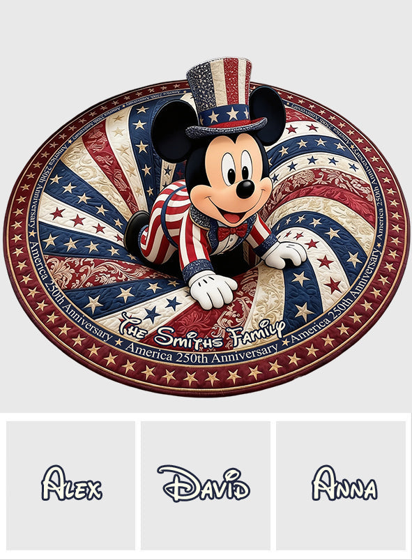 Personalized America 250th Anniversary Mouse Non-Slip Rug for Family Non-Slip Tufted Rug GradoCreations
