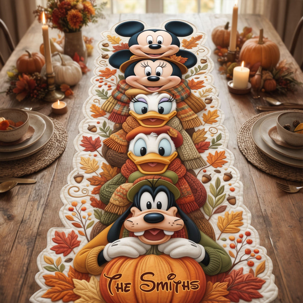 Personalized Disney Character Custom Shape Table Runner for Family Custom Shape Table Runner GradoCreations