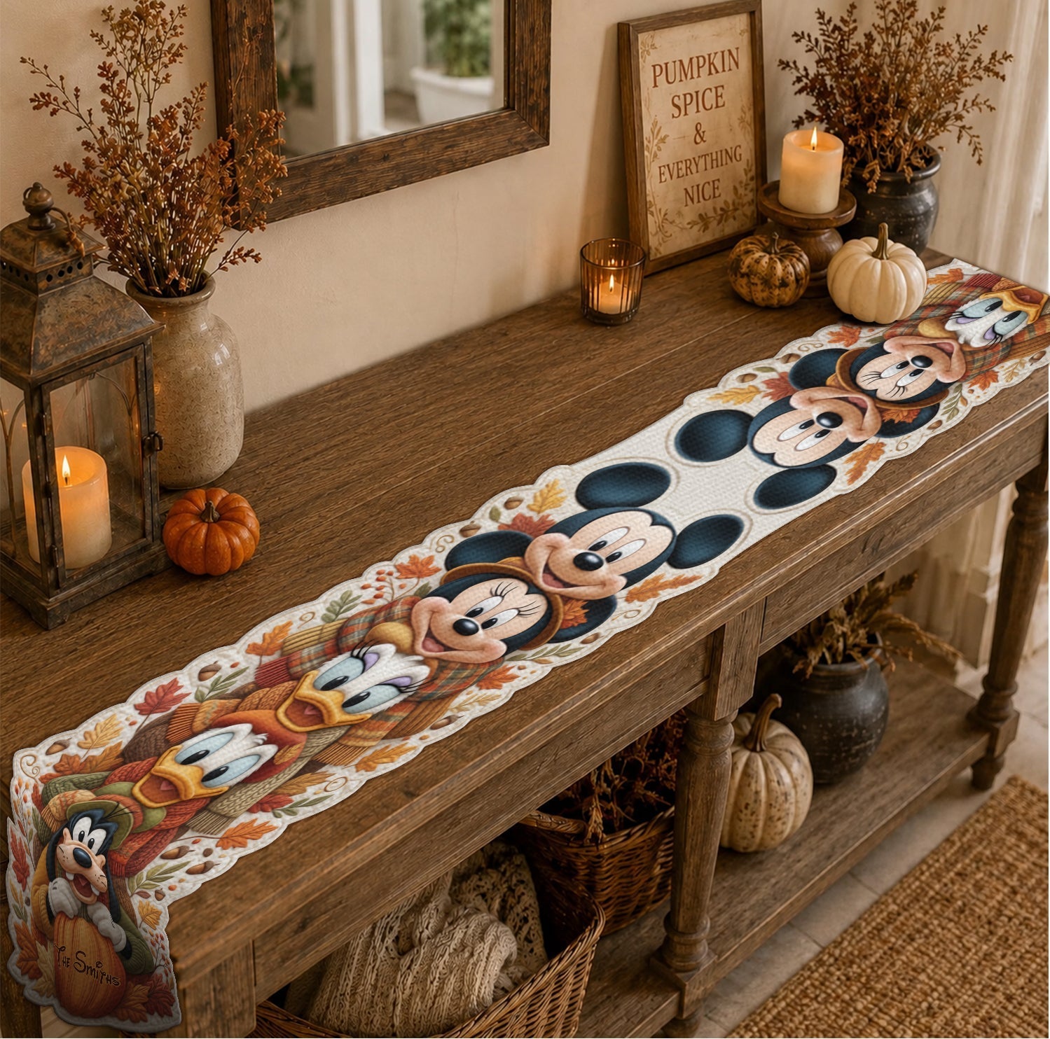 Personalized Disney Character Custom Shape Table Runner for Family Custom Shape Table Runner GradoCreations
