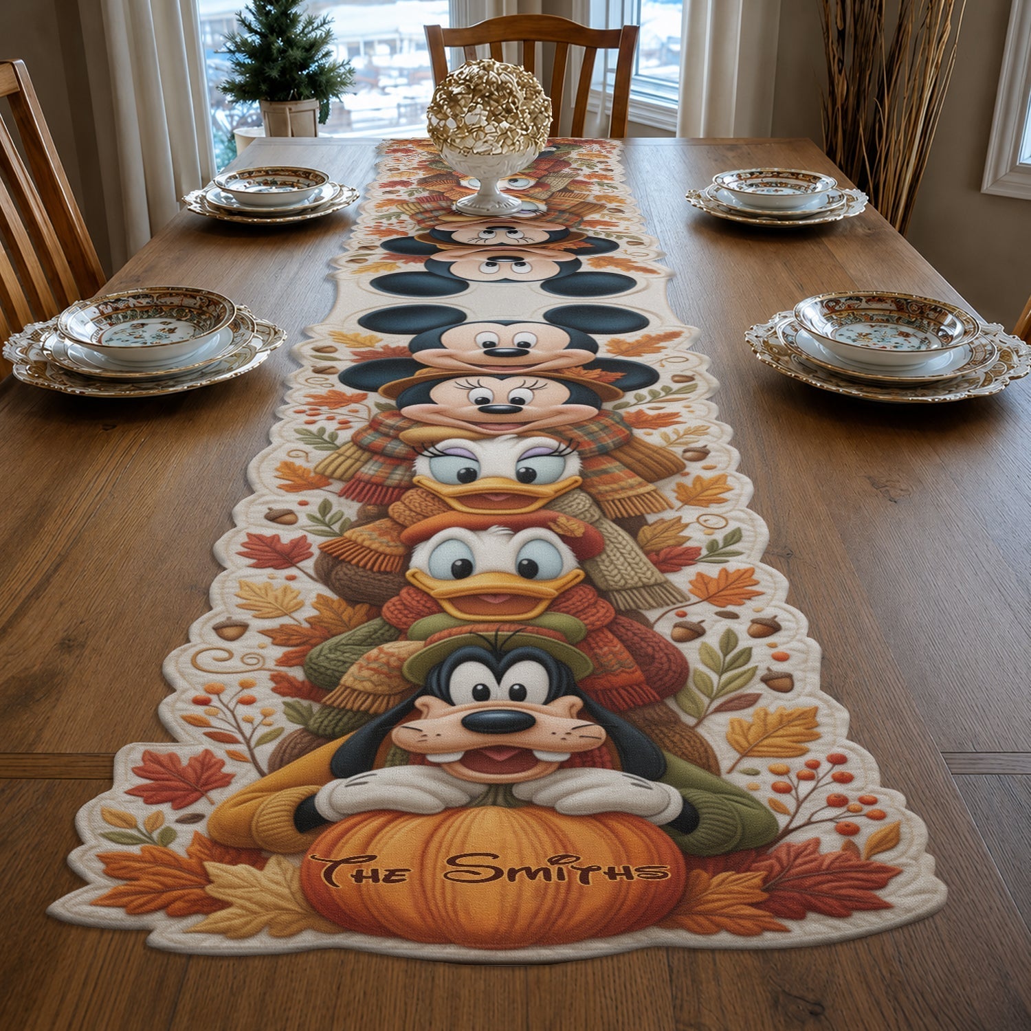 Personalized Disney Character Custom Shape Table Runner for Family Custom Shape Table Runner GradoCreations