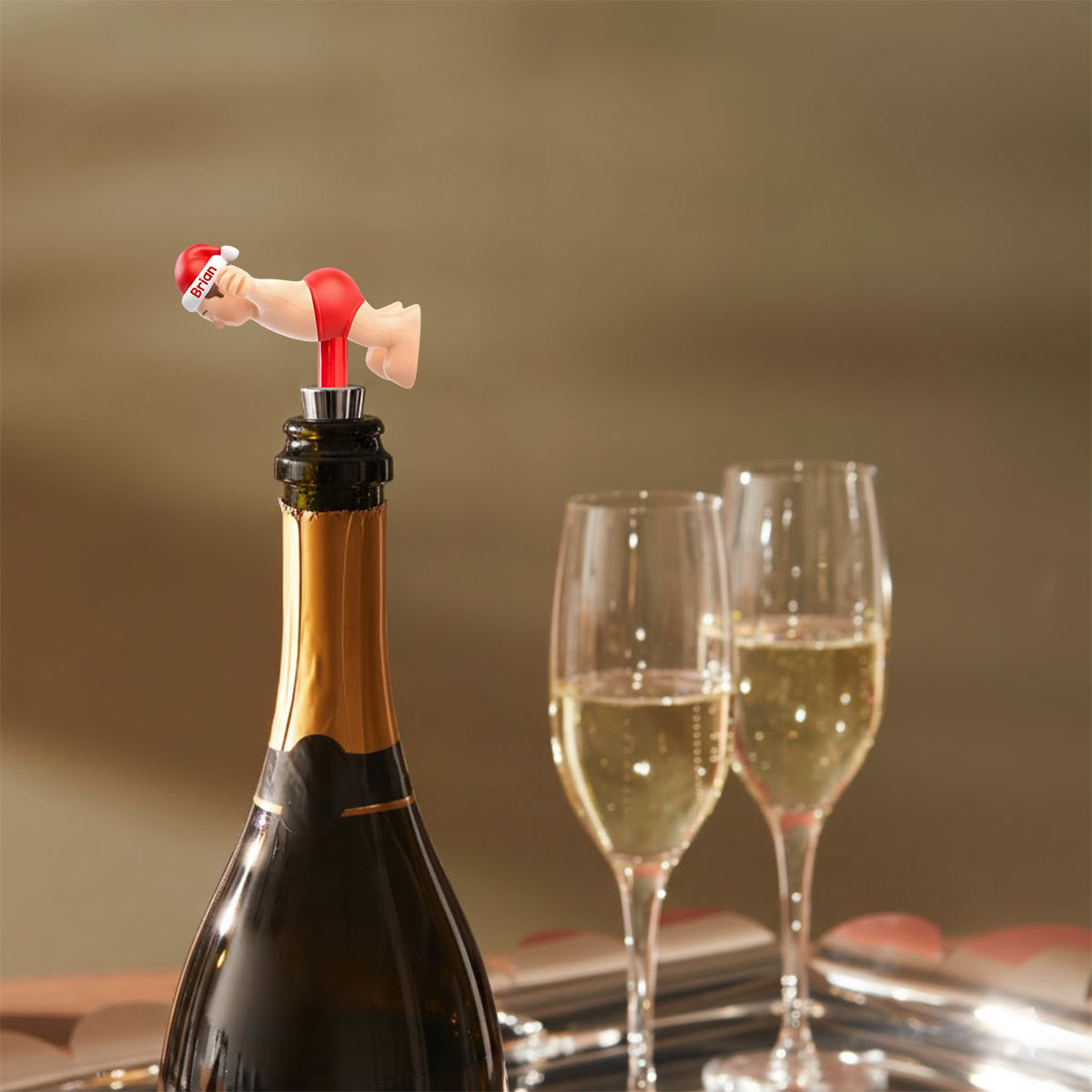 Personalized Funny Christmas Bottle Stopper Custom Gift for Him Bottle Stopper GradoCreations
