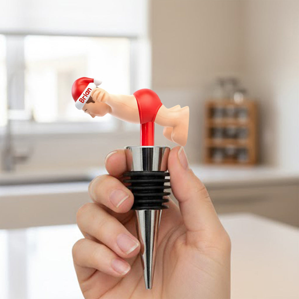 Personalized Funny Christmas Bottle Stopper Custom Gift for Him Bottle Stopper GradoCreations