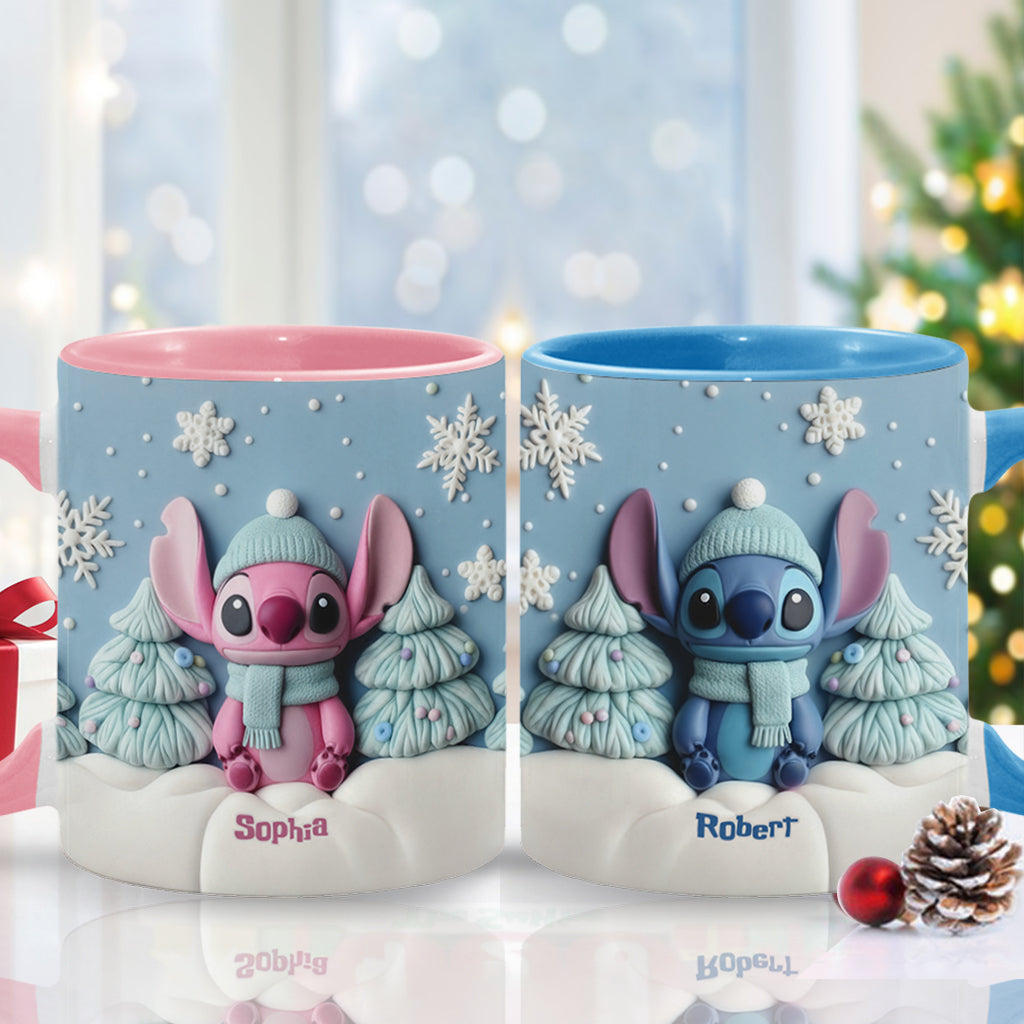 Personalized Christmas Accent Mug with Ohana Design for Couples Accent Mug GradoCreations